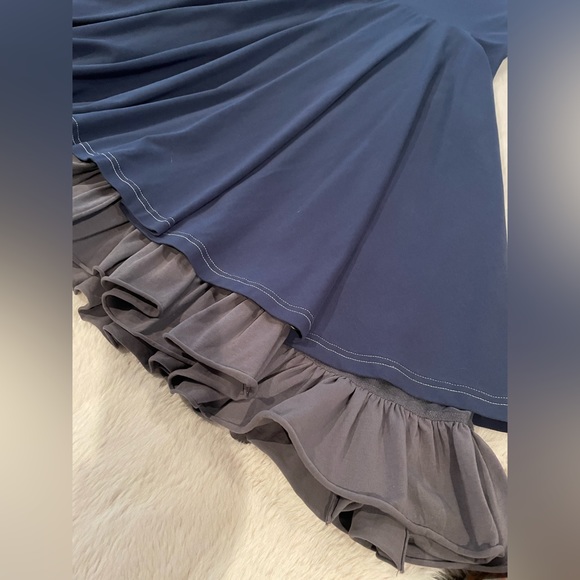 Matilda Jane Navy Dress With Gray Ruffle Petticoat Skirt - Picture 3 of 6